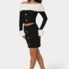 Off Shoulder Removable Faux Fur Set