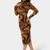 bebe1602_brown-black_2_e5d0f4e4-71f8-4938-991b-4bae33cbe971 Jacquard Funnel Midi Sweater Dress