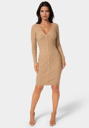 V-Neck Cardigan Midi Dress