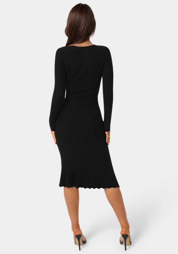 bebe2165_black_3_36e059d2-57d1-48cd-9ed2-63600dd69d1b Button Front V-Neck Sweater Midi Dress